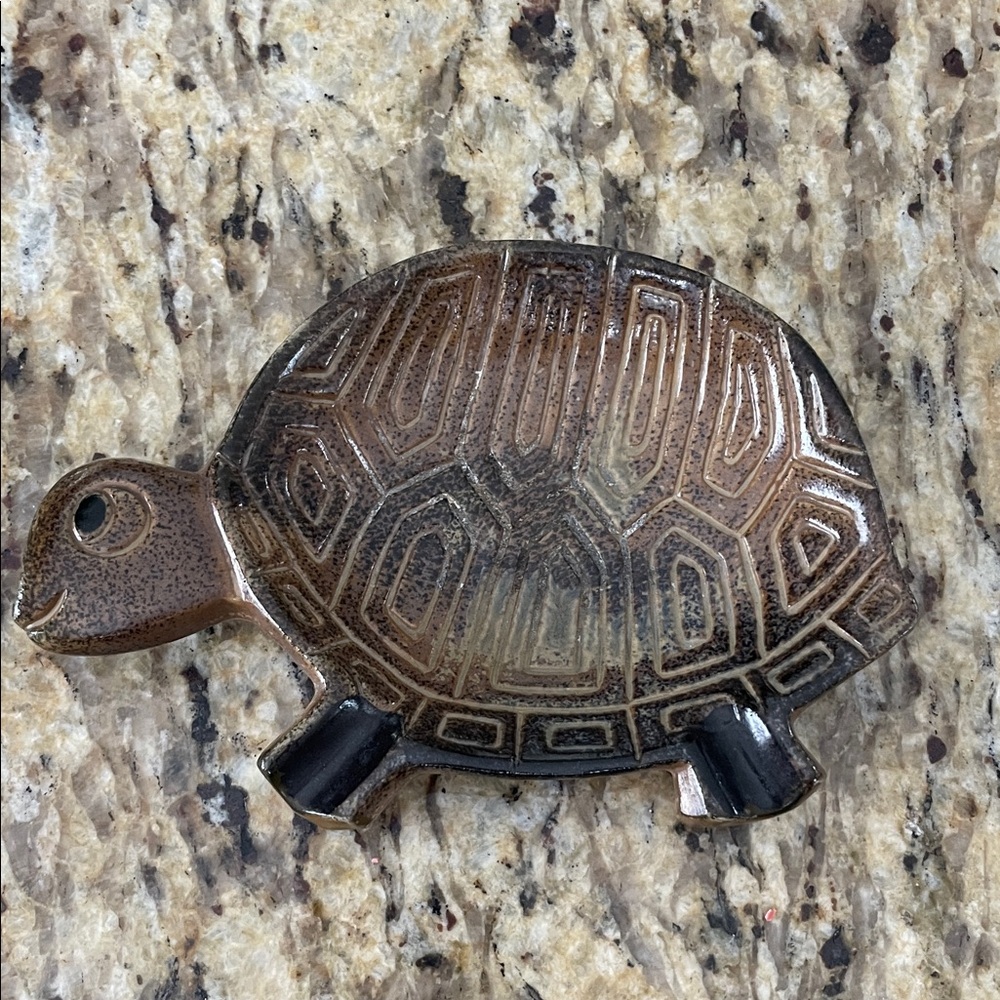 VTG Brown/Black Turtle  trinket dish/ashtray